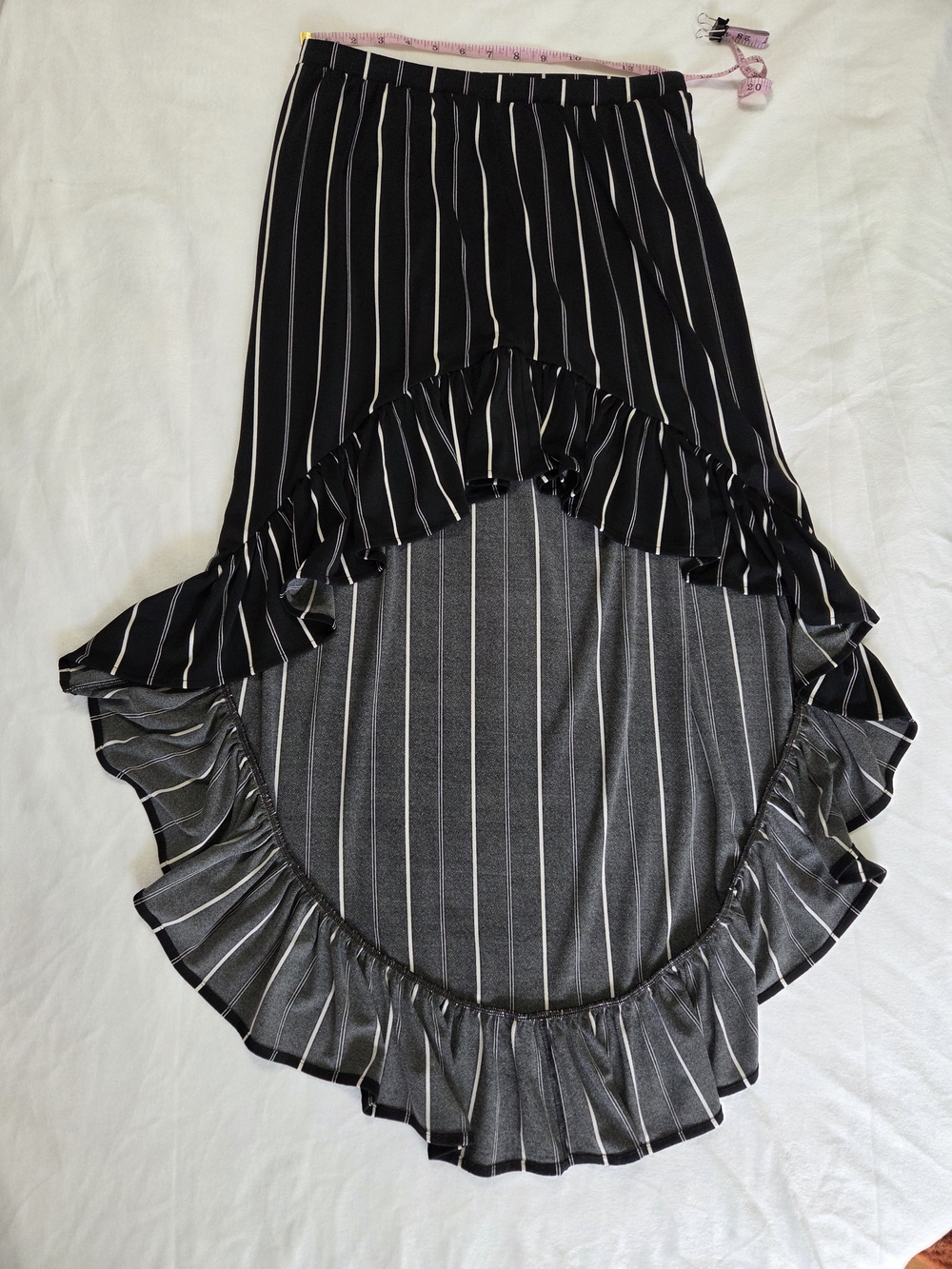Small EXPRESS Striped Black High-Low Ruffle Skirt Elastic Waist